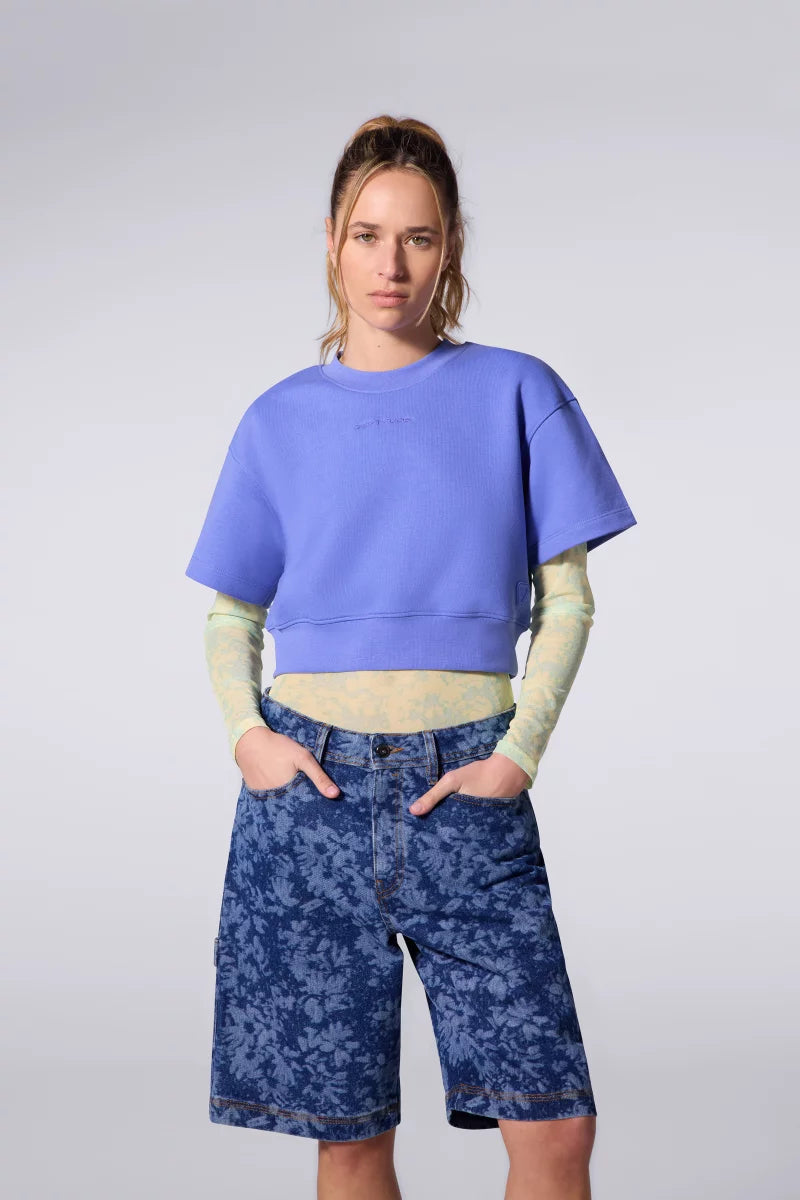 Sweat Cropped Molleton Adonia Bleuet