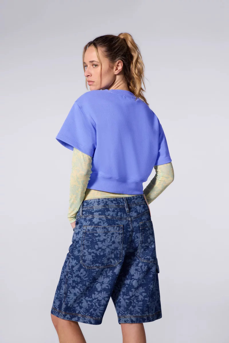 Sweat Cropped Molleton Adonia Bleuet