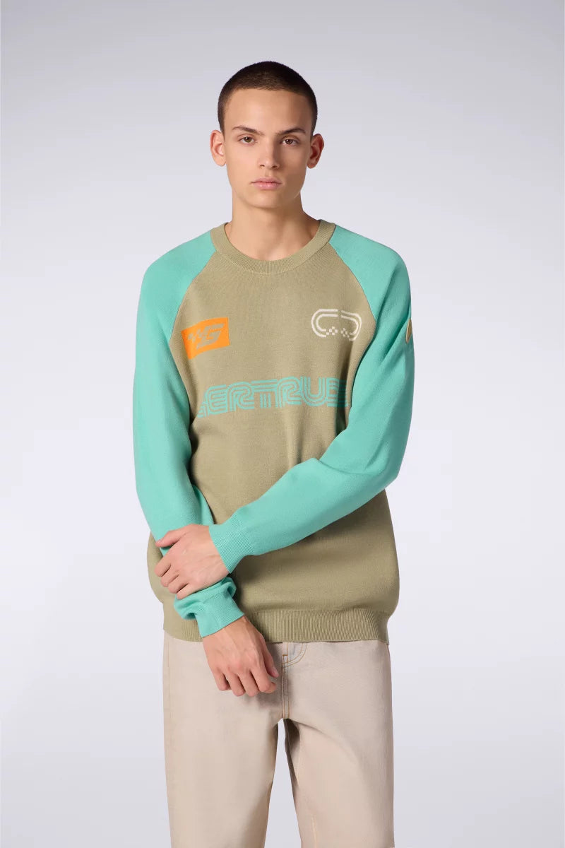 Pull Jacquard Bicolore Alain Club Granite/Menthe