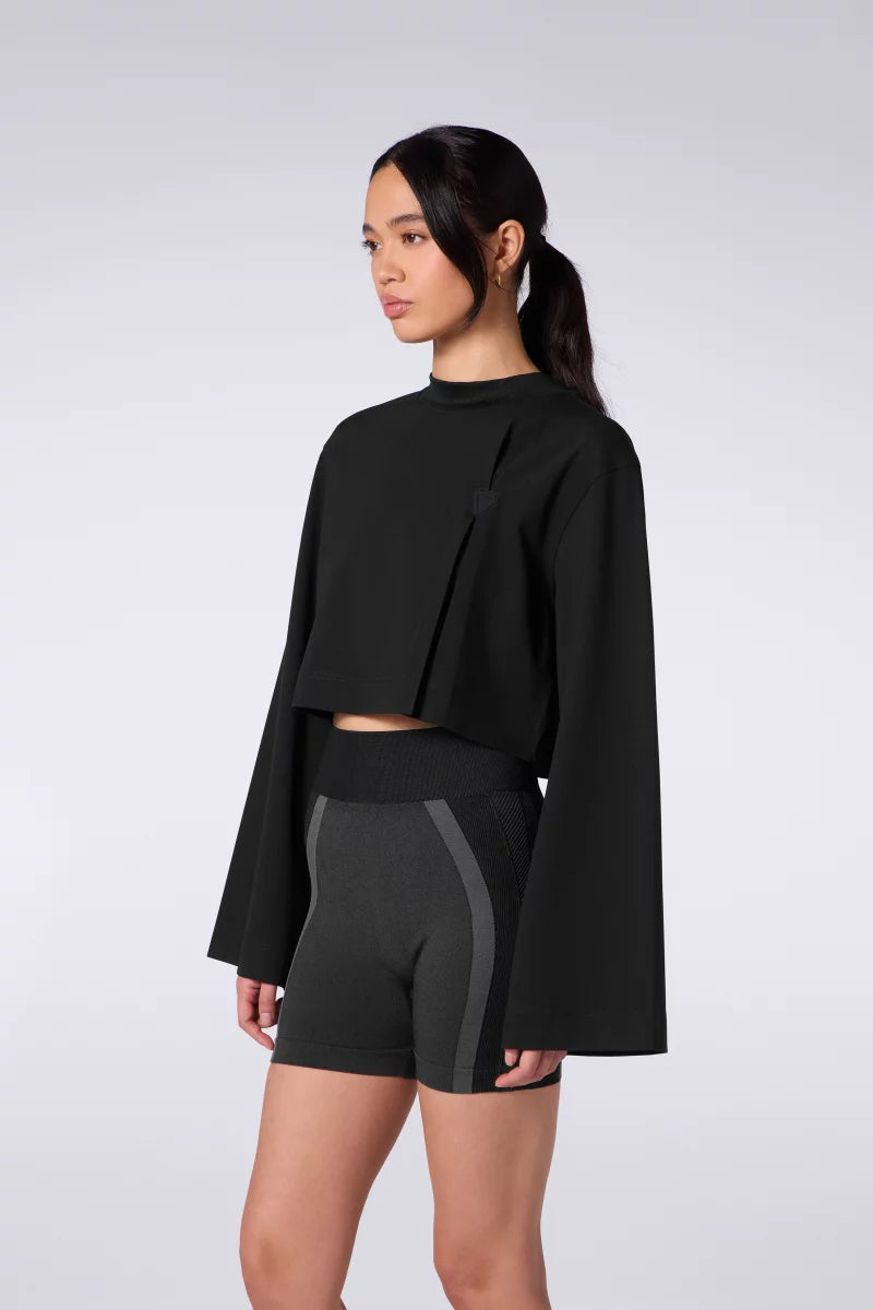 T-shirt Court Drapé Ava Black