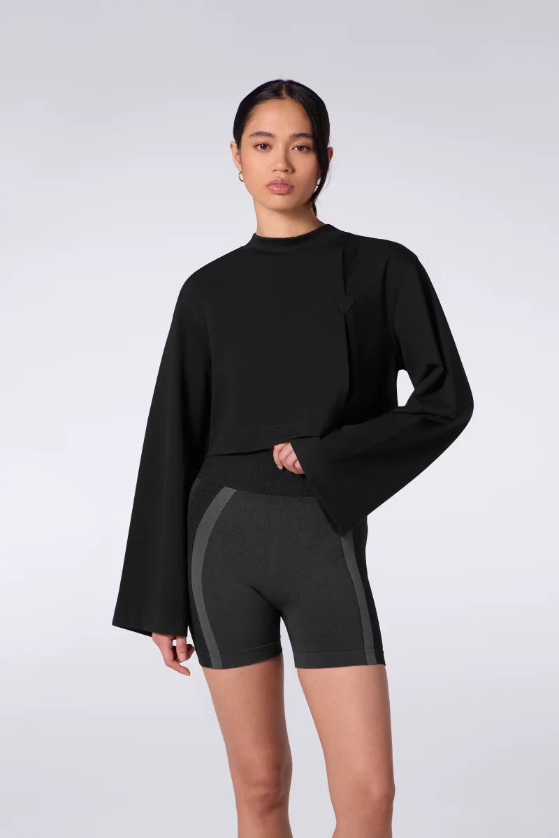 T-shirt Court Drapé Ava Black