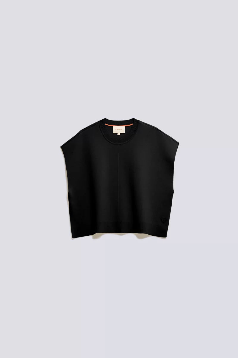 Pull Cropped à Poches Cher Black