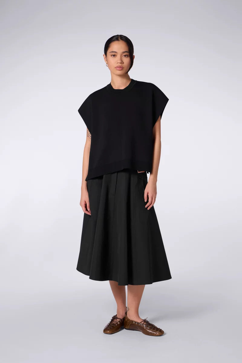 Pull Cropped à Poches Cher Black