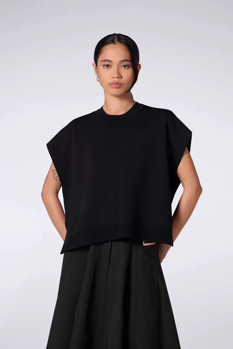 Pull Cropped à Poches Cher Black
