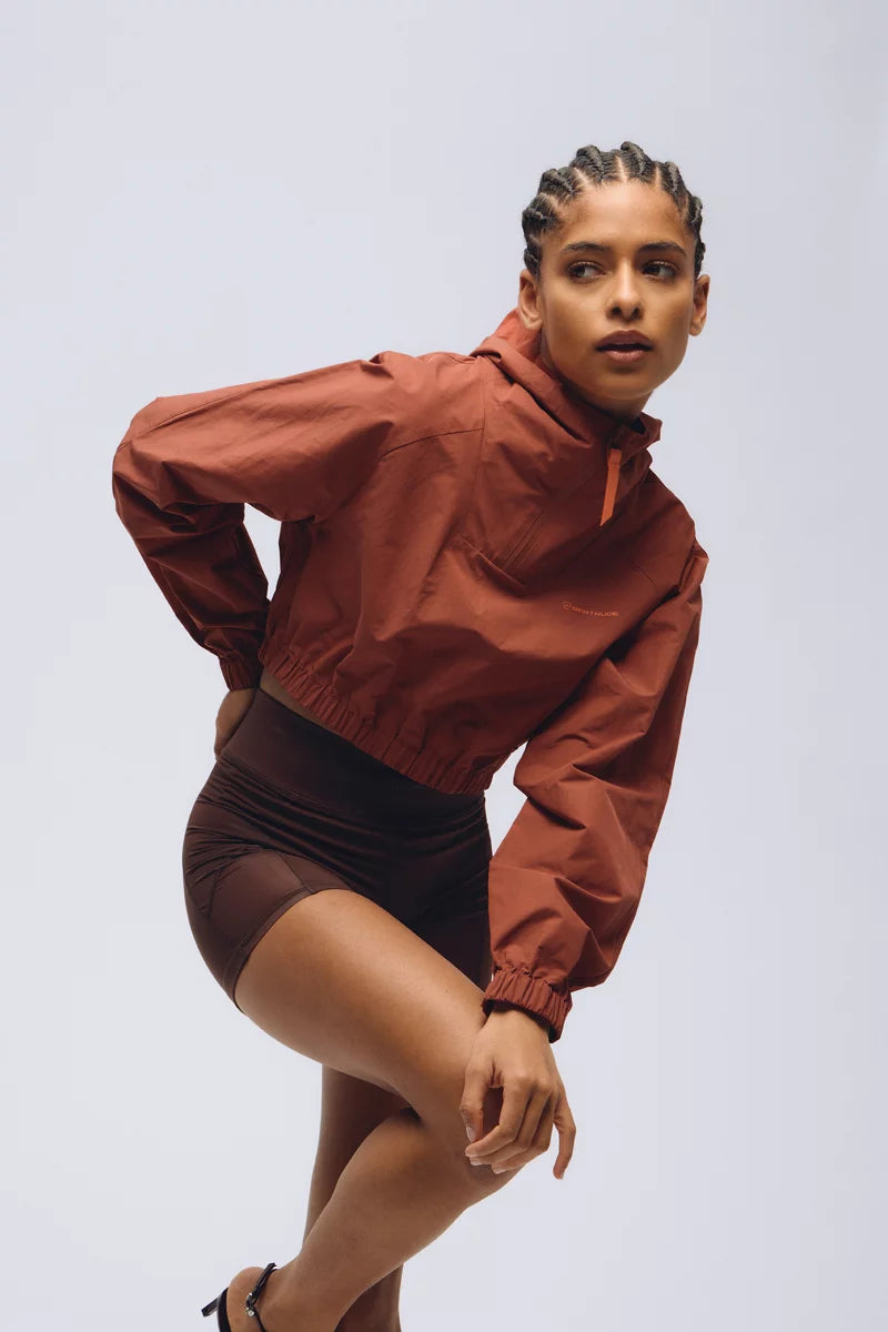 Top Cropped Nylon Meli Terracotta