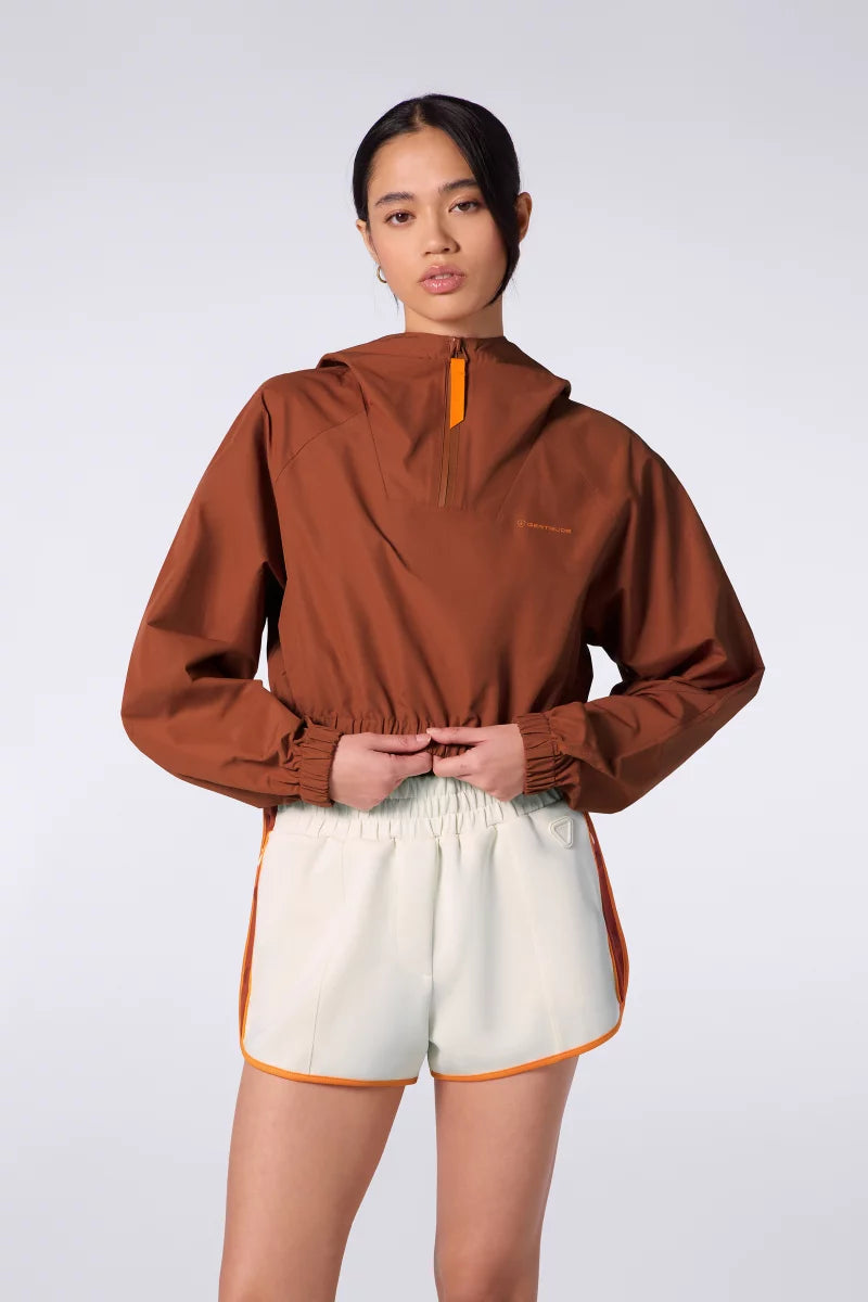 Top Cropped Nylon Meli Terracotta