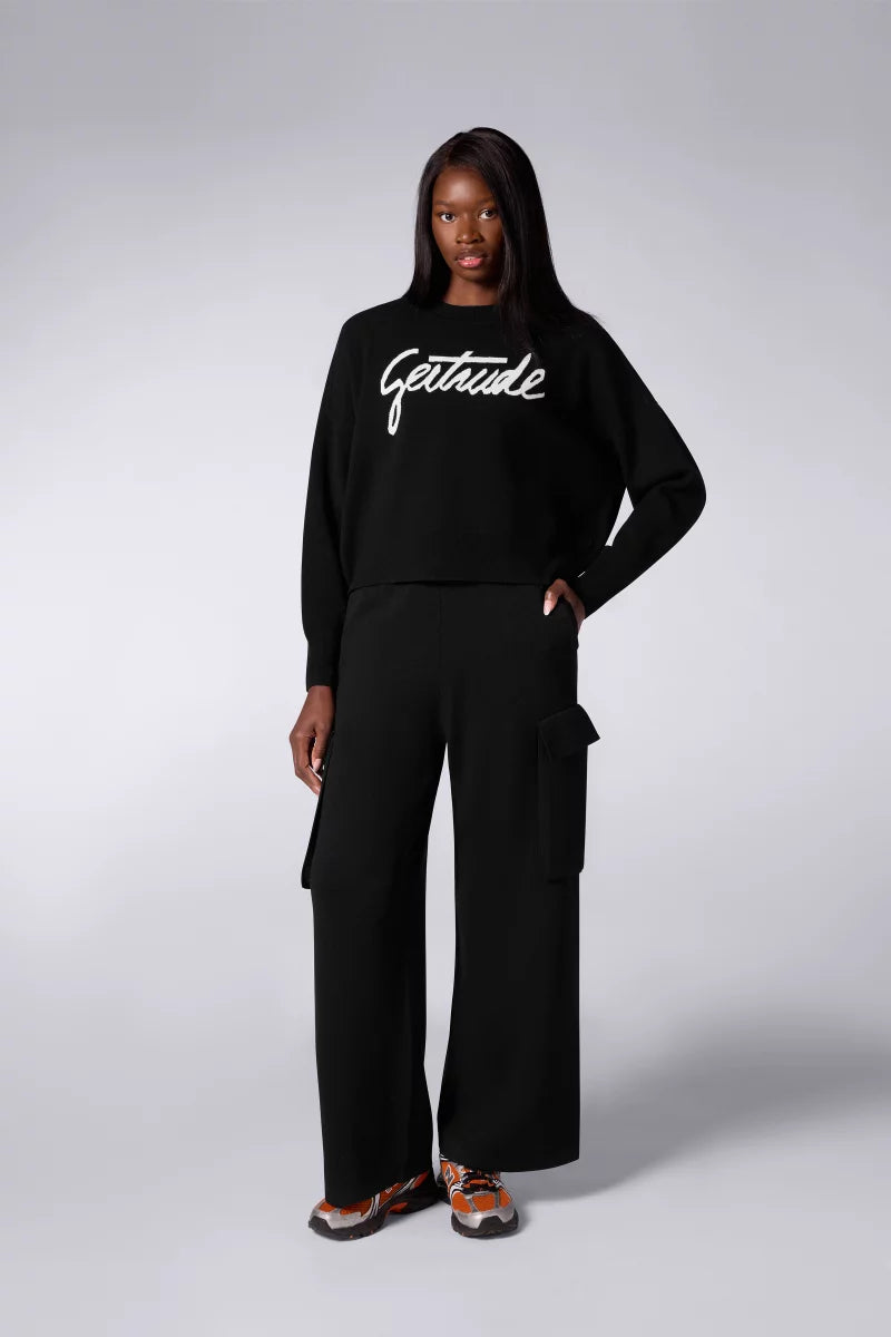 Pull Cropped Jacquard Nath Black