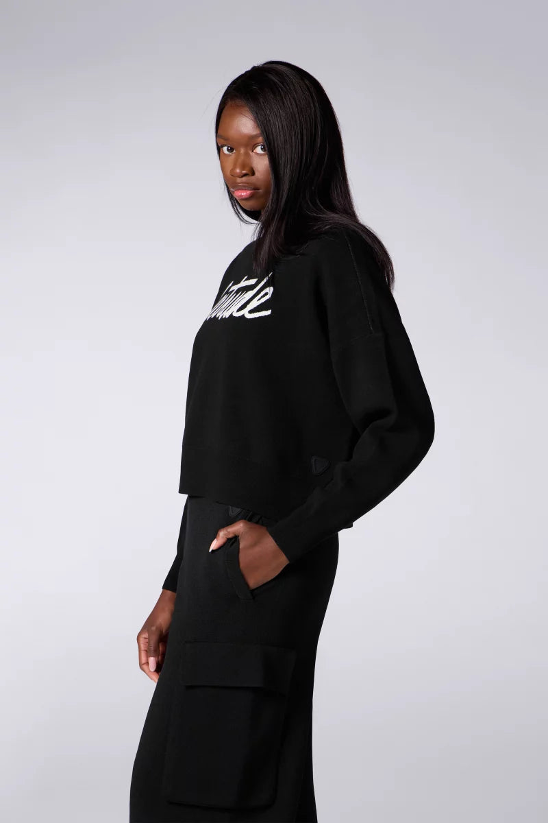 Pull Cropped Jacquard Nath Black