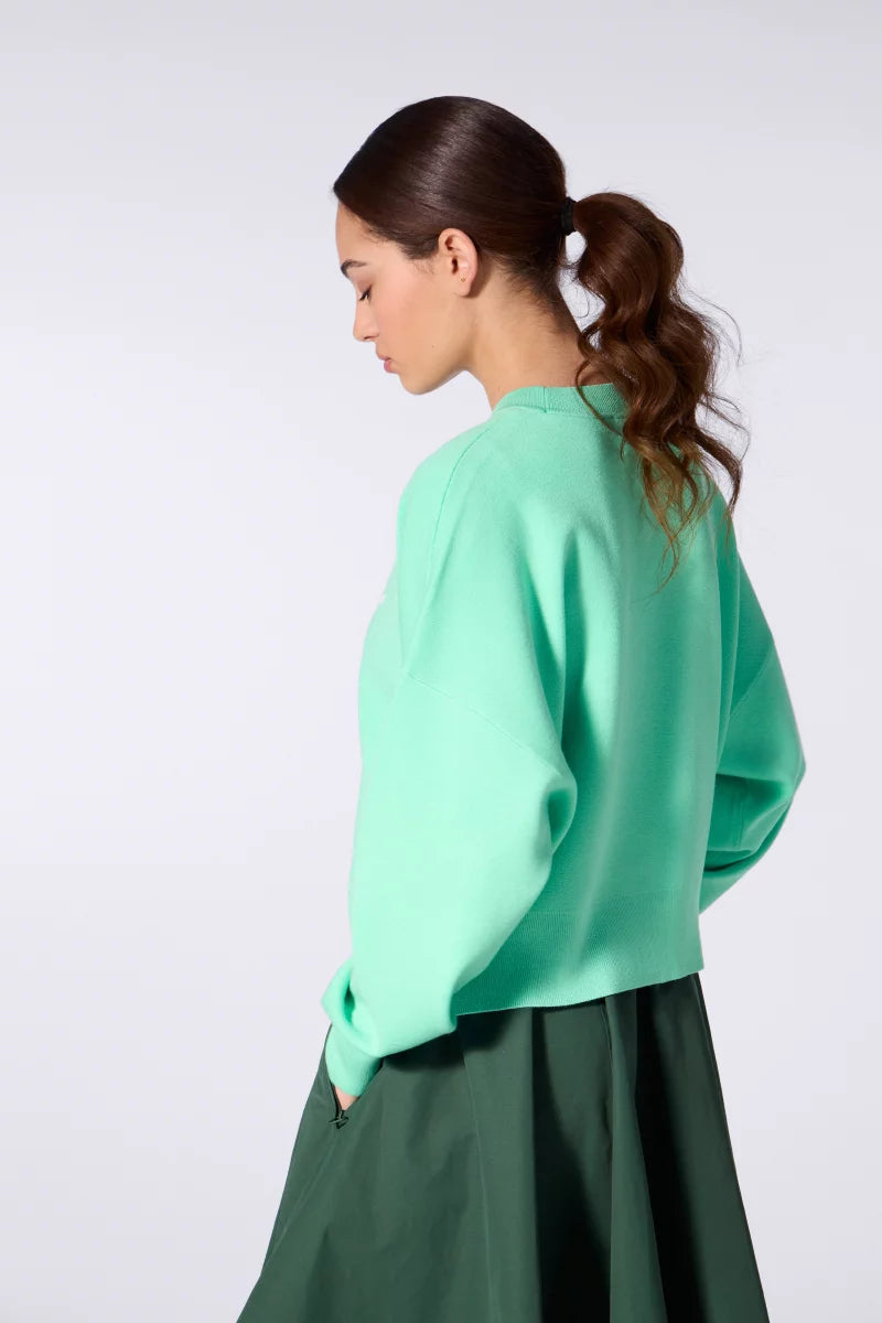 Pull Cropped Jacquard Nath Menthe
