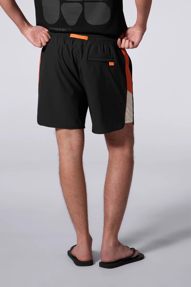 Short de bain Stretch Samy Black/Orangette