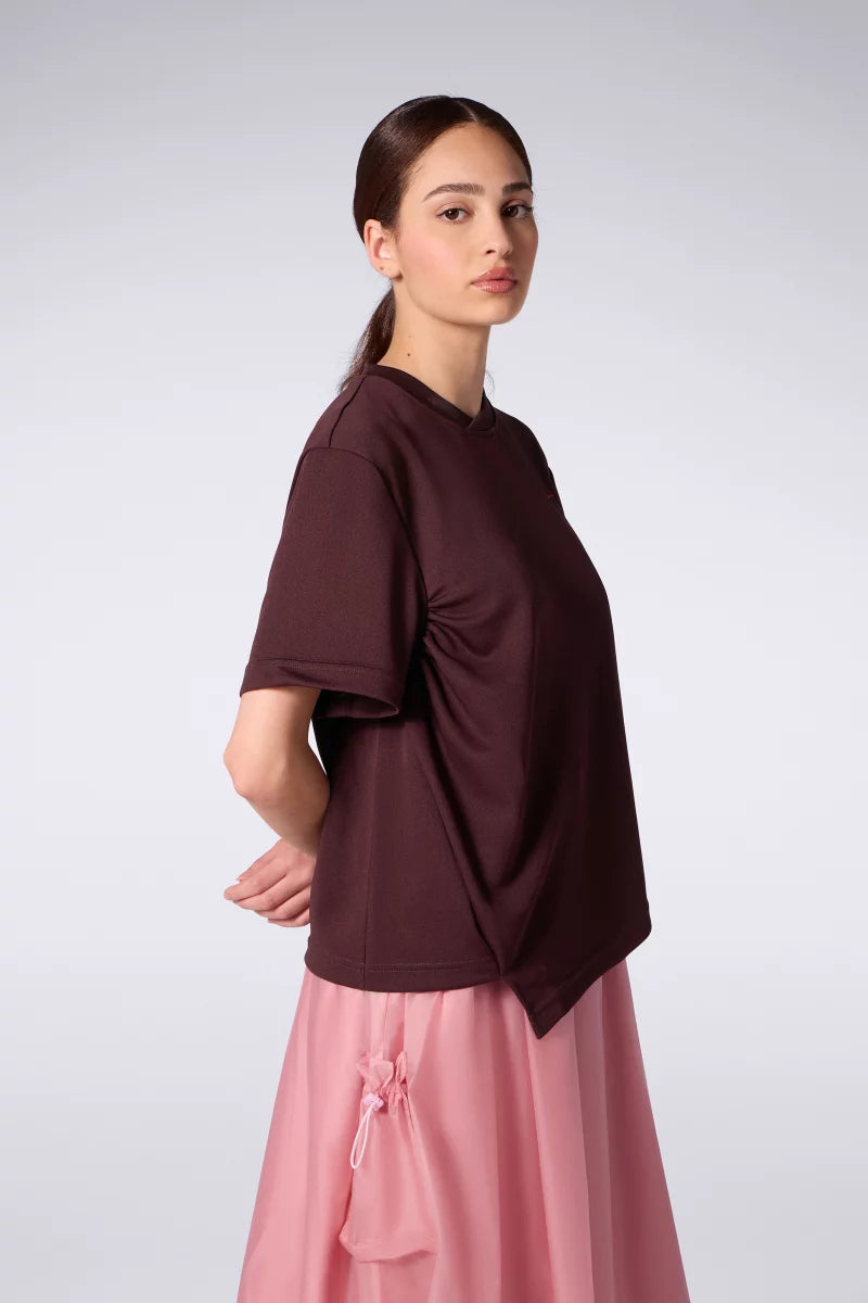 Top Asymétrique Acétate Willy Bordeaux